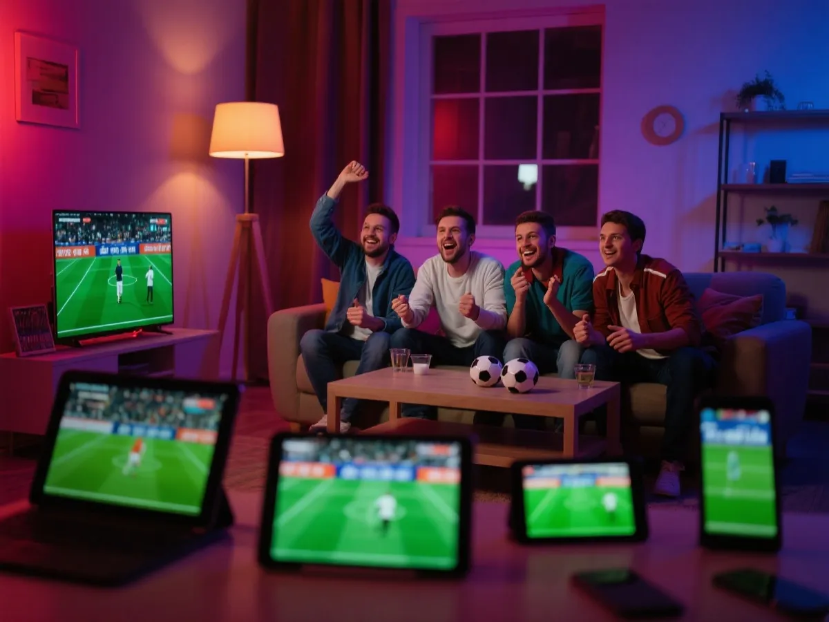 多设备观看足球直播场景